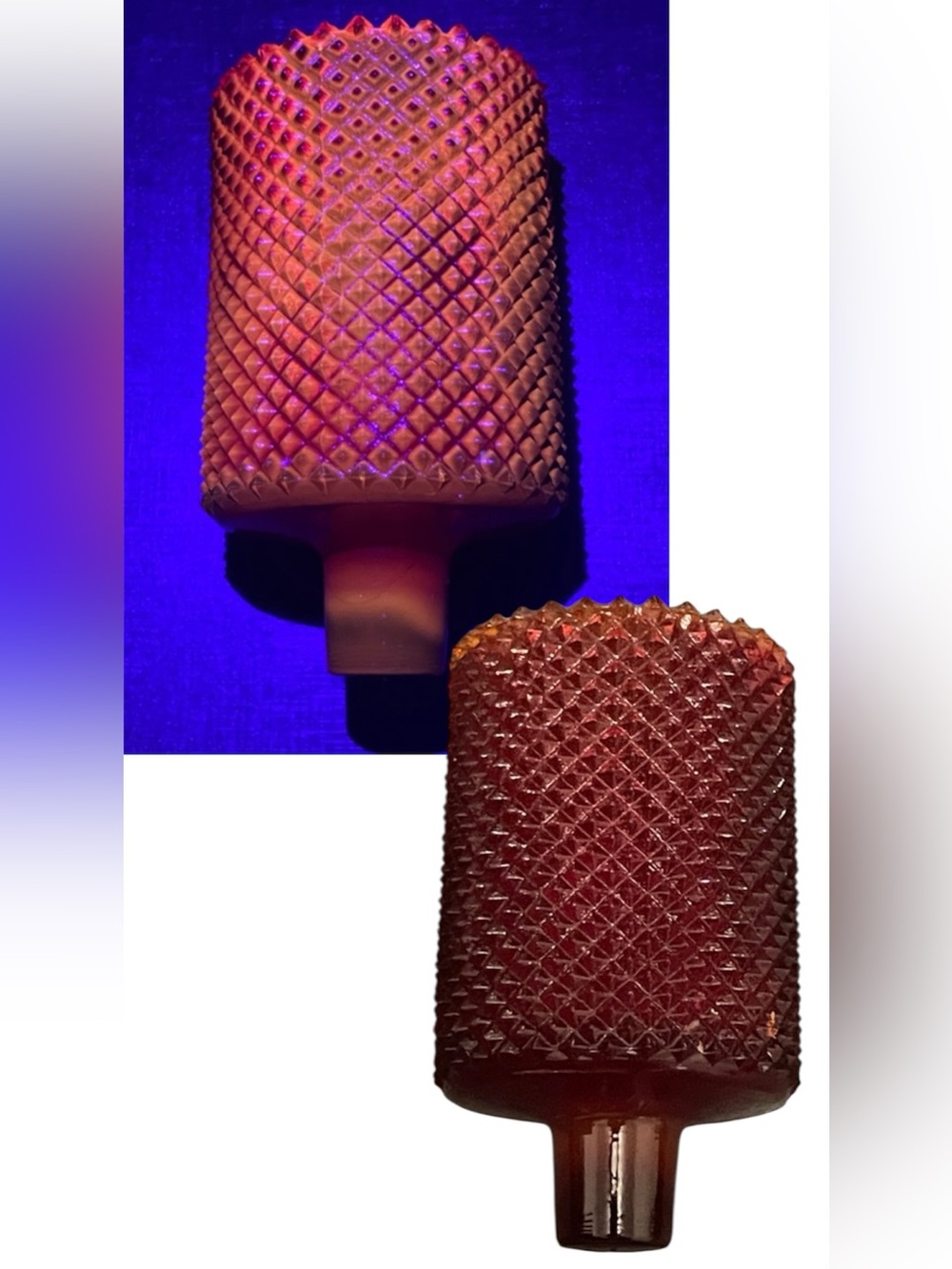 GLOWS Vintage Faroy Red Diamond Point Peg Votive Cup Candle Holder